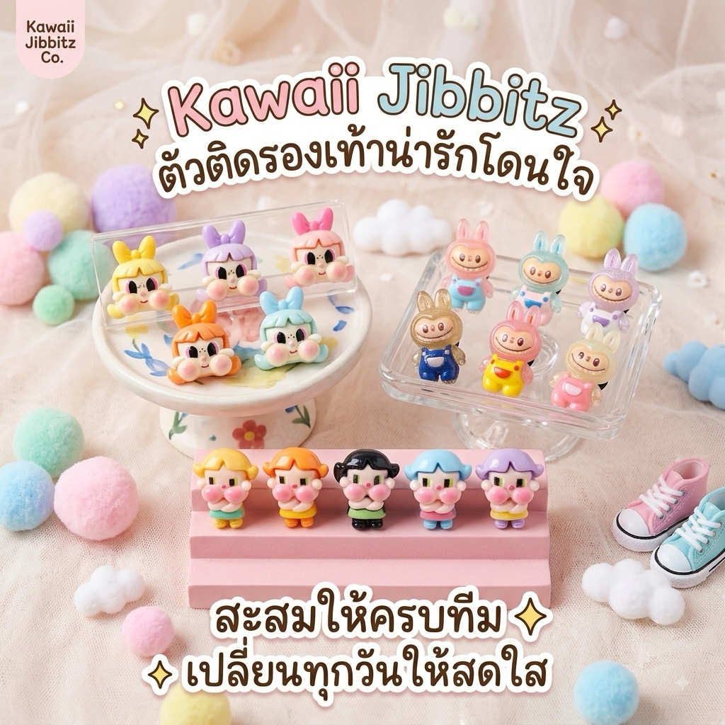 jibitz เรซิ่นติดรองเท้า แพ้คละ 5 ชิ้นและ 6 ชิ้น