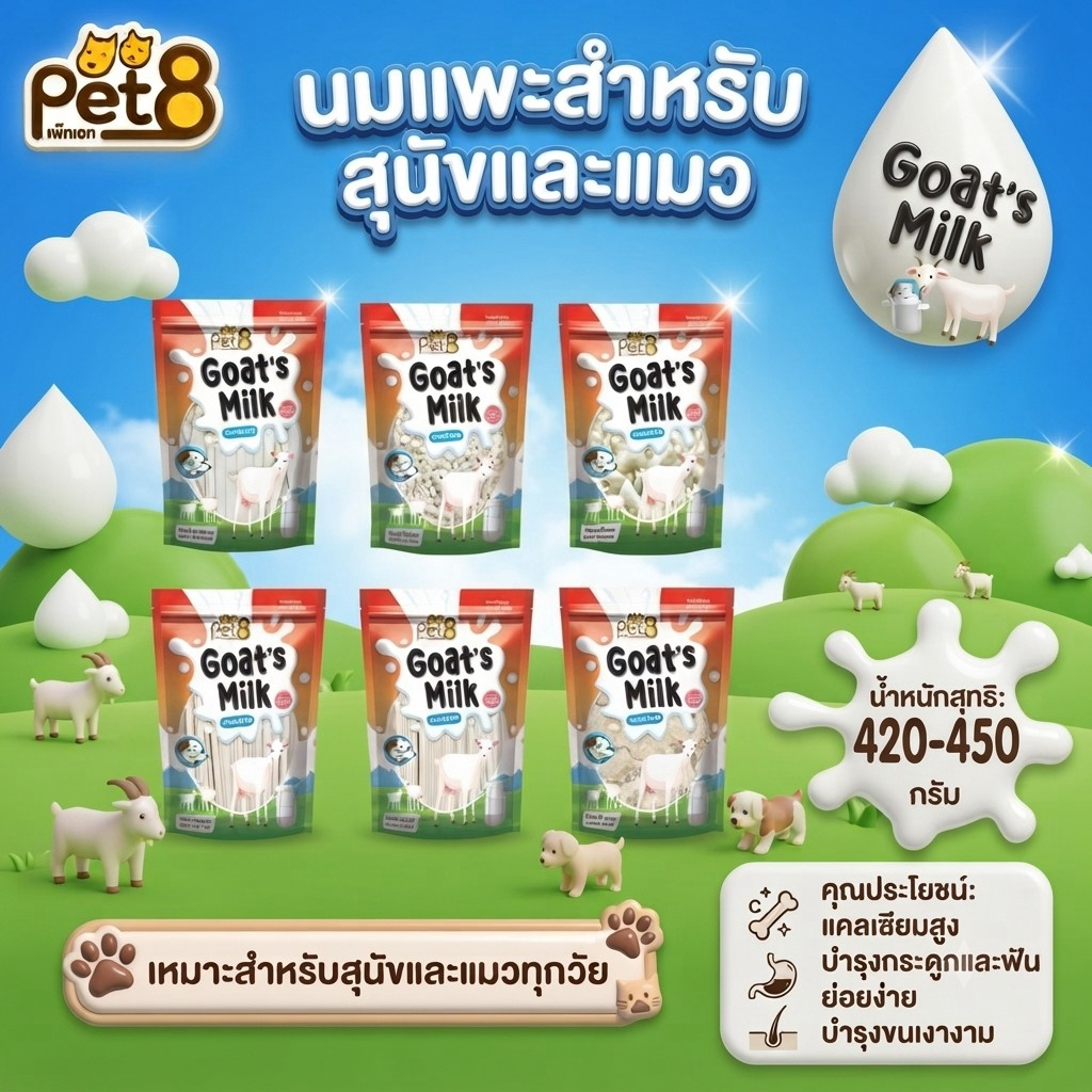 Pet8 นมแพะ ขัดฟัน สตาร์สติ๊ก สำหรับสุนัข Goat Milk star stick น้ำหนัก 450g เคี้ยวเล่น หอม อร่อย มีประโยชน์