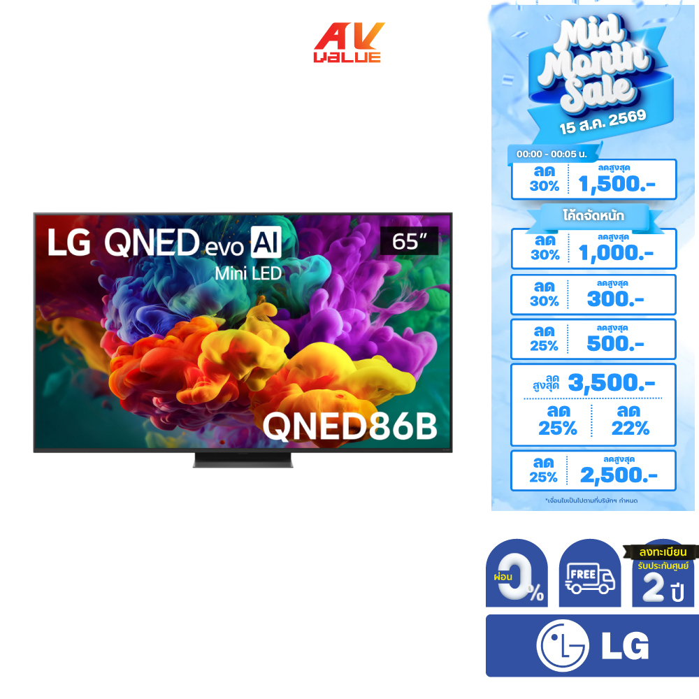 LG QNED evo AI Mini LED 4K TV รุ่น 65QNED86BSA ทีวีขนาด 65 นิ้ว QNED86 Series ( 65QNED86 , 65QNED86B