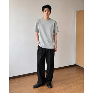 MNO.9 T-shirt D02 เสื้อยืดแขนสั้นผู้ชาย คอกลม ดีเทลแถบข้าง เสื้อยืดคอกลม สไตล์เกาหลี เสื้อยืด แฟชั่นชาย