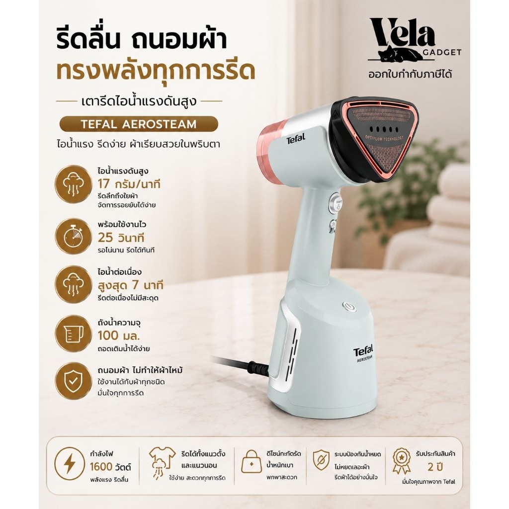 เตฟาล DT9814 เครื่องรีดผ้าไอน้ำมือถือ