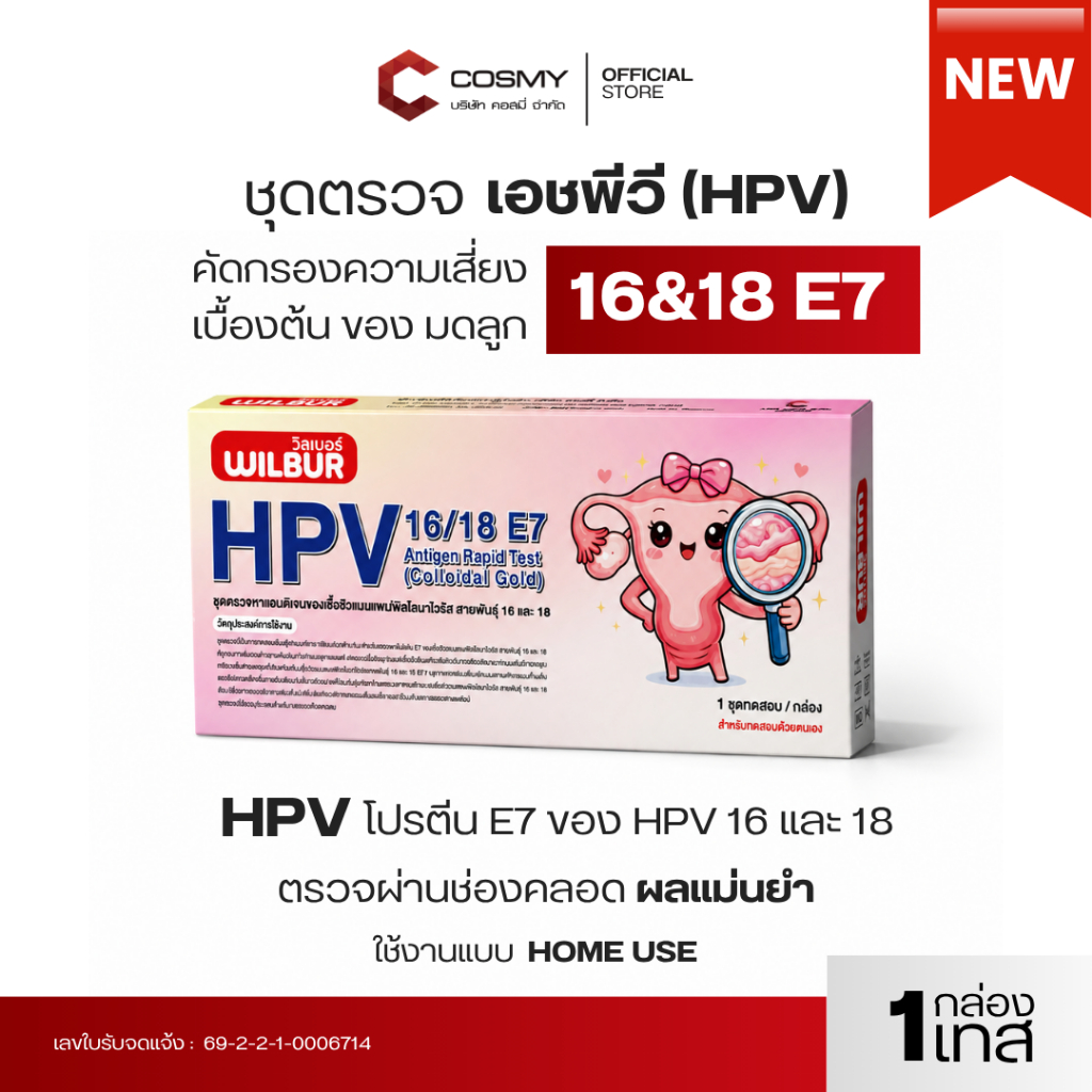 WILBUR ชุดตรวจHPV 16&18 E7 สำหรับคัดกรองปากมดลูก Human papillomavirus Antigen Rapid Test รู้ผลไวใน 15 นาที ได้มาตรฐานอย.