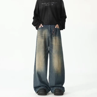 Baggy S-5XL กางเกงยีนส์ขายาวผู้ชาย ทรงขาตรง เอวสูง สไตล์เกาหลี ใส่ได้หลายโอกาส