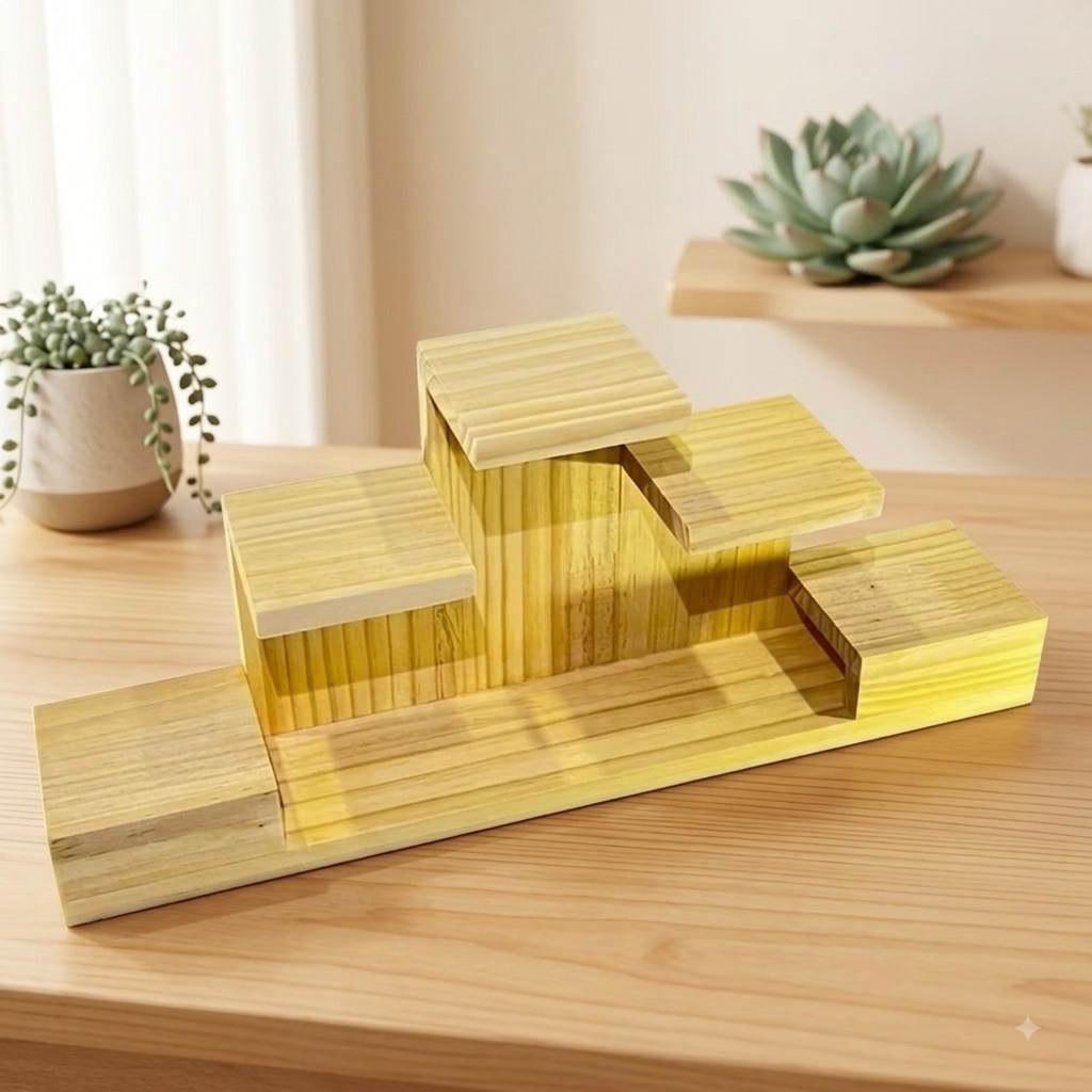 ชั้นไม้สนนอก วางของโชว์ ชั้นวางของเล่นเด็กเล็ก ขนาดกxยxส 8X40X18Cm. BS13-3 เคลือบแลคเกอร์