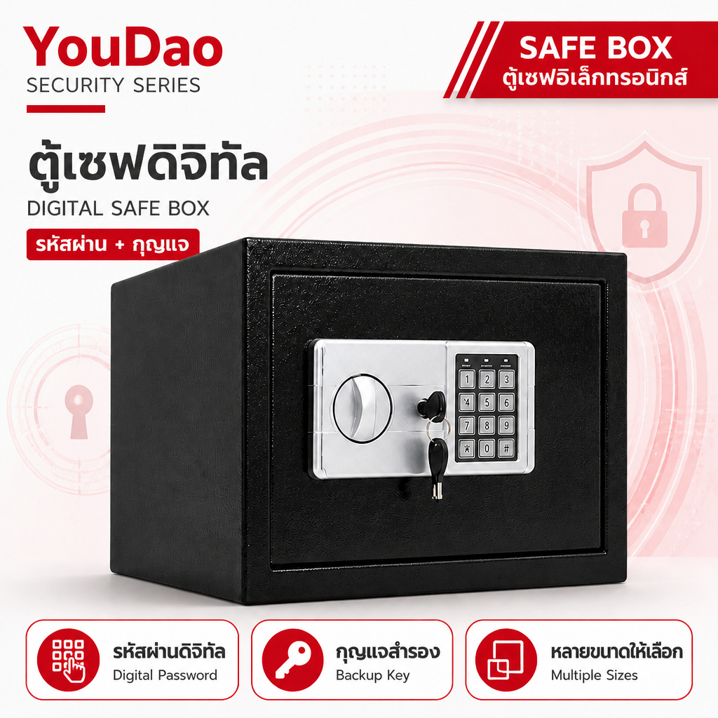 ตู้เซฟอิเล็กทรอนิกส์ ตู้เซฟ ตู้เซฟนิรภัย ระบบรหัสผ่าน+กุญแจ Safe Box เลือก 17E/20E/25E/45E/50E