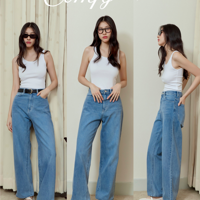 Trulymaker-Comfy jeans 02 high-waist baggy jeans กางเกงยีนส์ทรงกระบอกเอวสูงใส่สบาย
