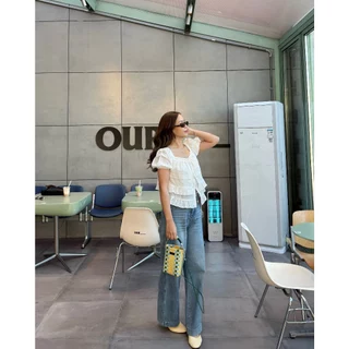 janunstudio • TEENIE two-way layer top 1 สี (เสื้อน้องทีนนี่) - เสื้อระบาย ใส่ได้ 2 ฝั่ง กระดุมดอกไม้ ผูกโบว์ได้