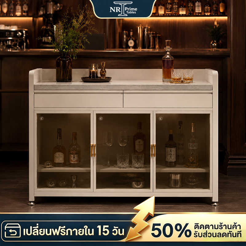 NR ตู้เก็บของในครัว เคาน์เตอร์ครัว 120/100/80CM ไม้ลายหินอ่อน มีฝาปิดกันฝุ่นกันหนู รับน้ำหนักดี สนิม กันน้ำ