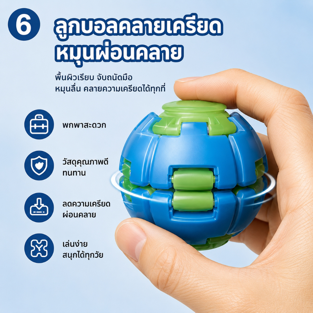 ลูกบอลฟิดเจ็ตสปินเนอร์ ลูกบอลคลายเครียด 3D รุ่นสปริง ของเล่นกดและหมุน หมุนเร็วขึ้น ของขวัญเย็น