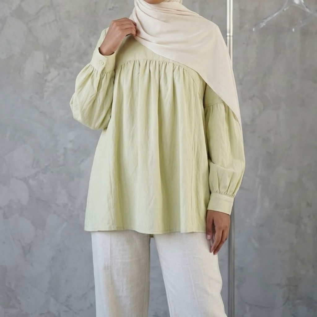 JAHA.U•NEW• พร้อมส่ง Blouse:จีบโค้งตรงหน้า(T7174) เสื้อเบลาส์ เนื้อผ้าคอตตอนนิ่ม เป็นงานคอกลม ดีไซน์จีบโค้งตรงหน้าอก