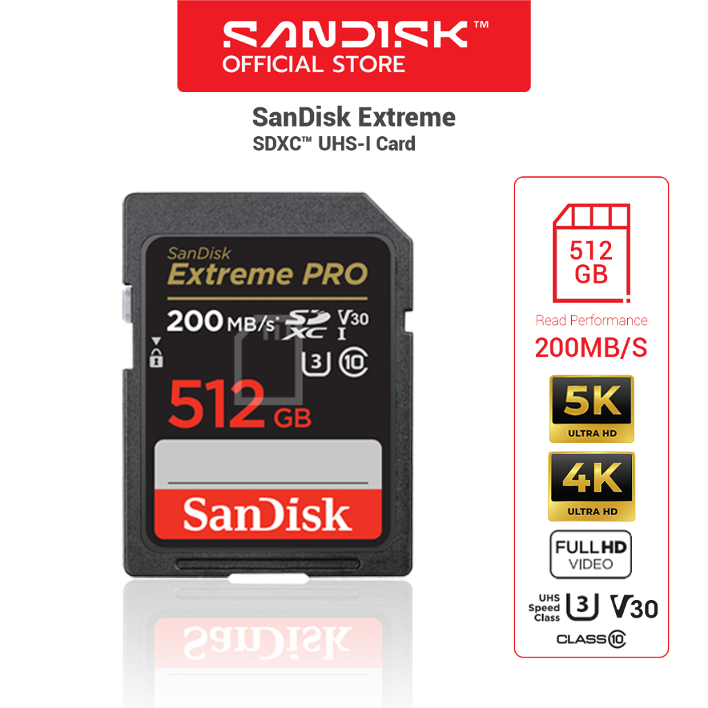 SanDisk Extreme PRO SD CARD SDXC 512GB Speed Upto Read 200MB/s Write 140MB/s (SDSDXXD-512G-GN4IN)