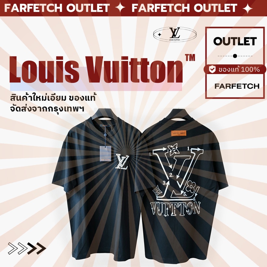 มีใบเสร็จครบ luxury คอตตอน 100% loยูisvวีuitonเสื้อยืดLV Oversized-Fit T-Shirt แบบยูนิเซ็กส์