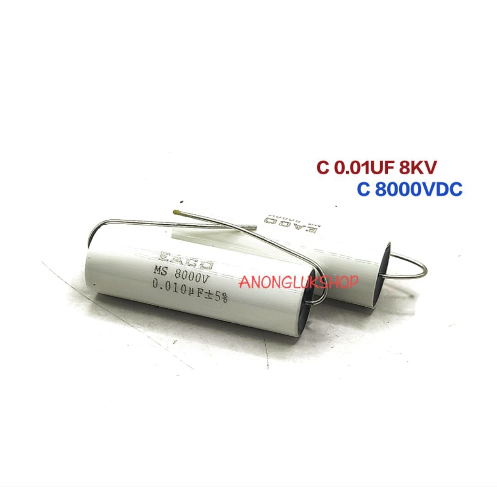 1ตัว 👉👉 C 8KV C 0.01UF  8000VDC  EACO CAPACITOR DC  8KV คาปาซิเตอร์หางหนู DC8000V  0.01MF