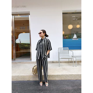 Tropical linen set (เซทลินินปกแหลม) เซทขายาว set oversize setผู้หญิง