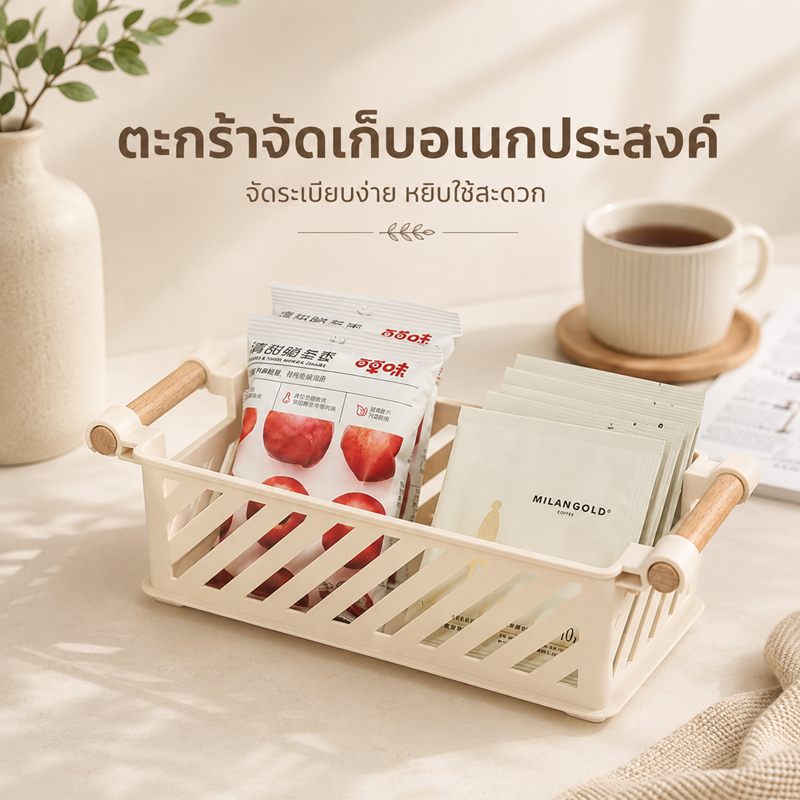 ชั้นวางพลาสติก วางซ้อนได้ กล่องเก็บช้อนส้อม แบบใส พร้อมฝาปิด และช่องระบายน้ำ ใช้งานอเนกประสงค์