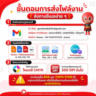 สติ๊กเกอร์ A5 A4 A3 สำหรับลูกค้าที่มีแบบแล้ว ส่งปริ้น กันน้ำ (รับปริ้น) Goodmedia24hr