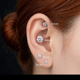 💞ต่างหู CZ กลม ก้านสแตนเลส เหมาะสำหรับคนแพ้ง่าย (ราคา 1 คู่)