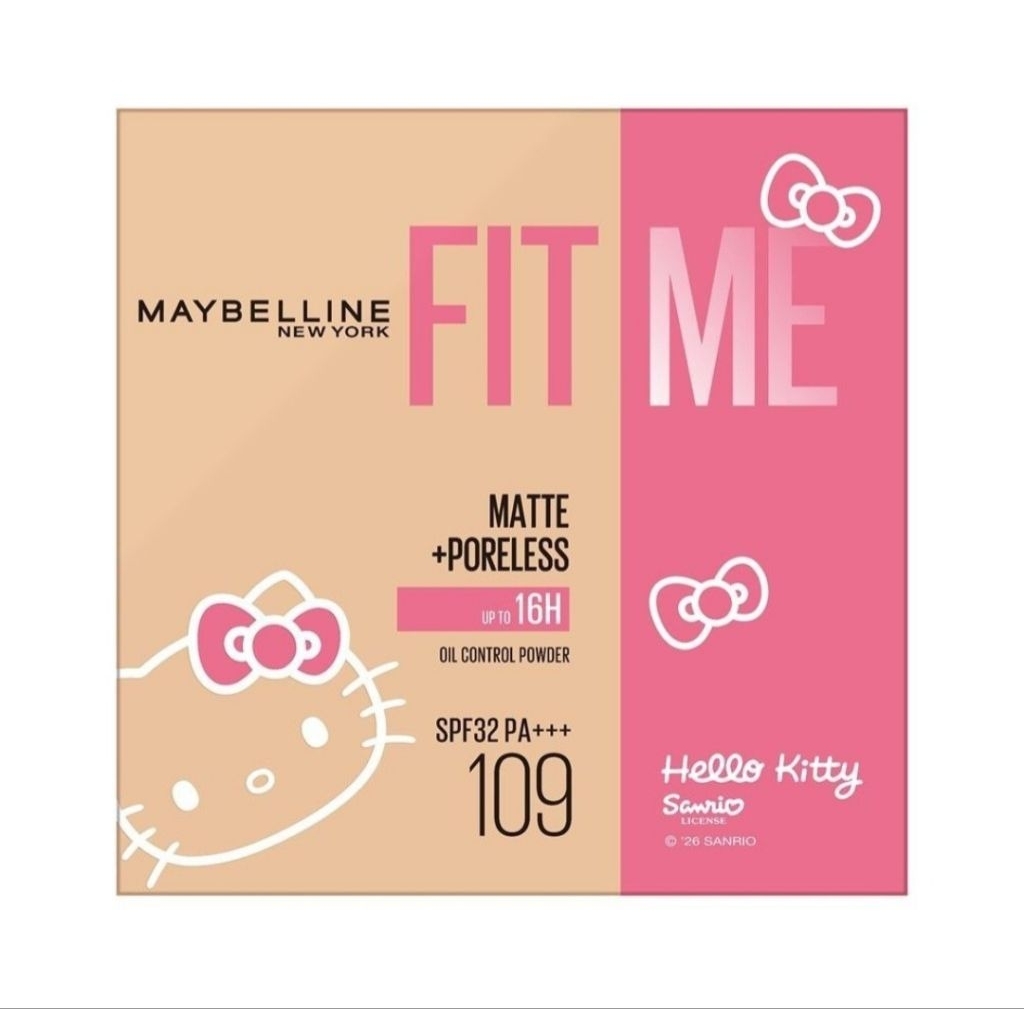 แป้งพัฟ Maybelline New York Fit Me Matte + Poreless Hello Kitty Collection เบอร์ 109 (6g)