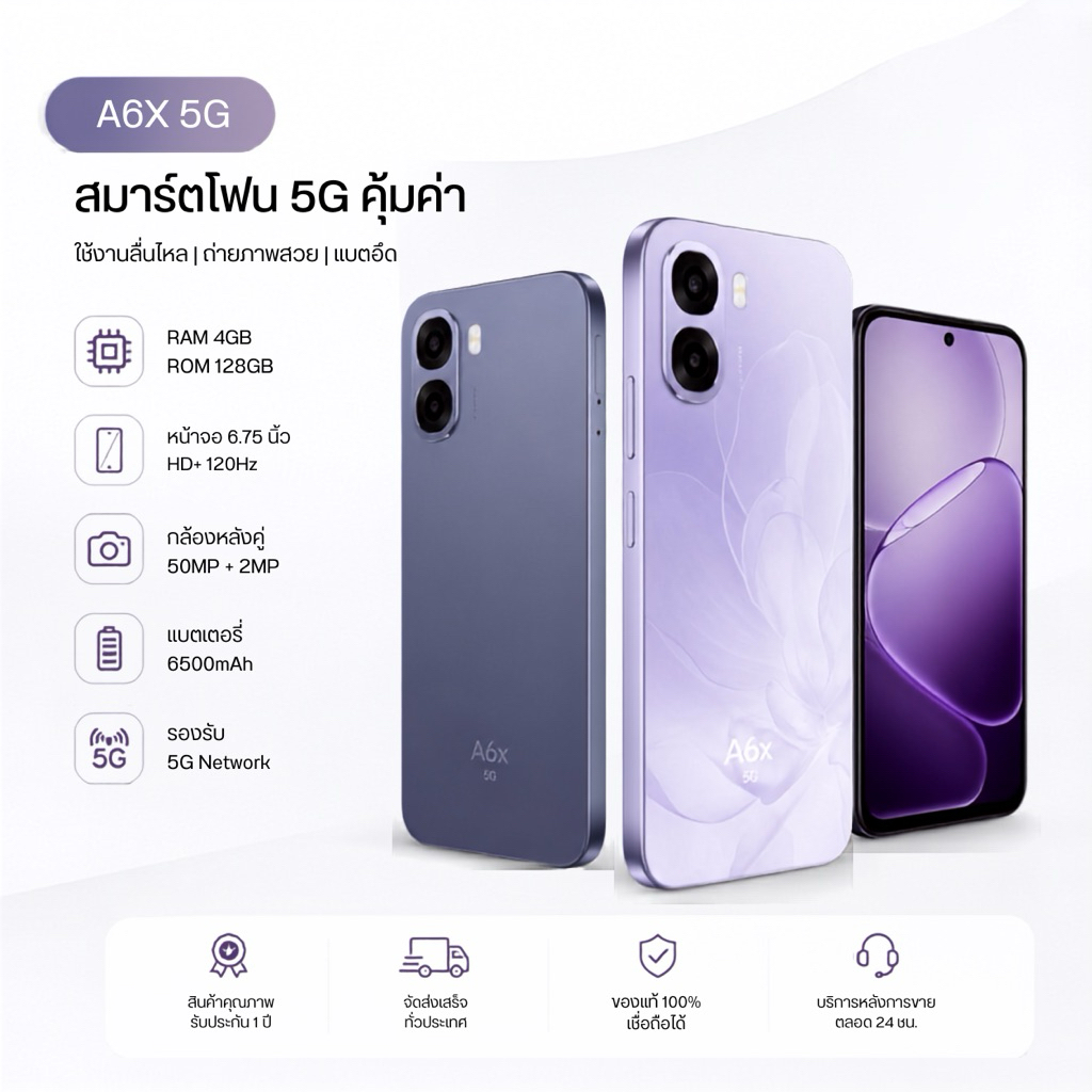 Oppo A6X 5G 128GB ประกัน 1 ปีเต็ม เลือกสีได้