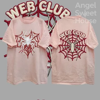 (COD) Angle Official เสื้อยืดผู้หญิงแขนสั้น ลายแมงมุมใยแมงมุม สไตล์ Y2K ทรงหลวม ผ้านุ่ม ใส่สบาย แฟชั่นสตรีท