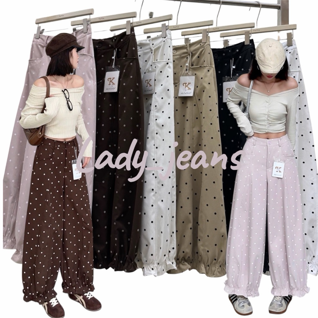 Lady_jeans#9556(K)กางเกงขายาว จินนี่ลายจุด งานรุ่นใหม่