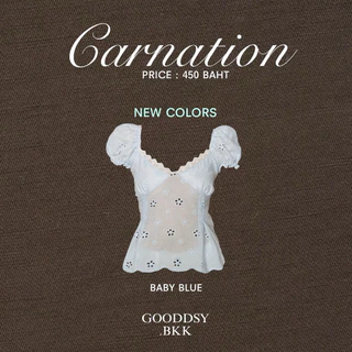 Gooddsy.bkk | ( พร้อมส่งนะคะ ) Carnation เสื้อรัดรูปแขนตุ๊กตาผ้าปักลายดอกไม้ เสื้อแขนตุ๊กตาน่ารักๆ เสื้อแขนตุ๊กตาคอหัวใจ