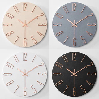 นาฬิกาแขวนผนัง 12 นิ้ว นาฬิกาแขวนผนังดิจิตอล ดีไซน์มินิมอล โมเดิร์น Quartz Wall Clock สำหรับห้องนั่งเล่น ห้องนอน