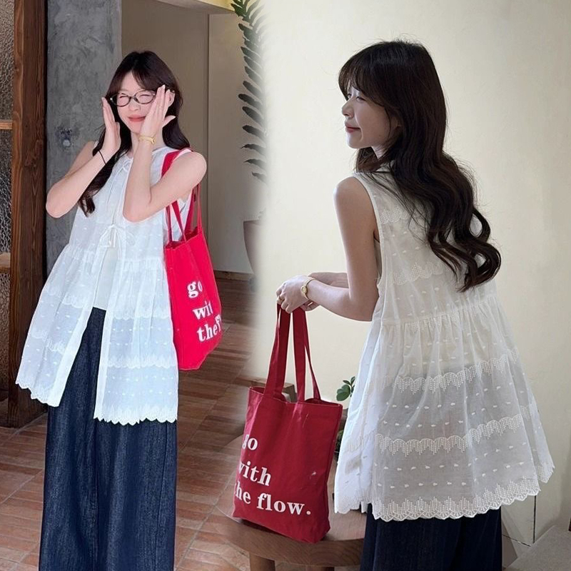 Dahong 💖99109 ชุดเสื้อกั๊ก ปกปิด ขนาดใหญ่ลูกไม้ชุดเสื้อกั๊กผู้หญิงฤดูร้อนออกแบบ ซอก กลวง ด้านนอกเสื้อ