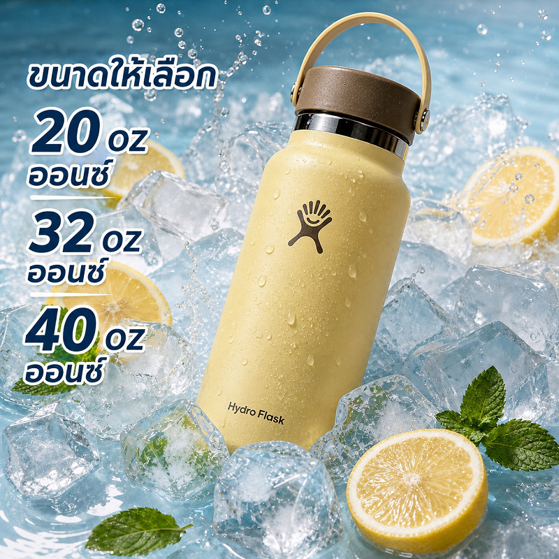 HYDRO FLASK-ขวดน้ำเก็บความเย็นพกพา 20ออนซ์ 32ออนซ์ 40ออนซ์ ไม่มีสารบีพีเอ สแตนเลส304 ออกกำลังกายกลางแจ้ง พร้อมส่ง
