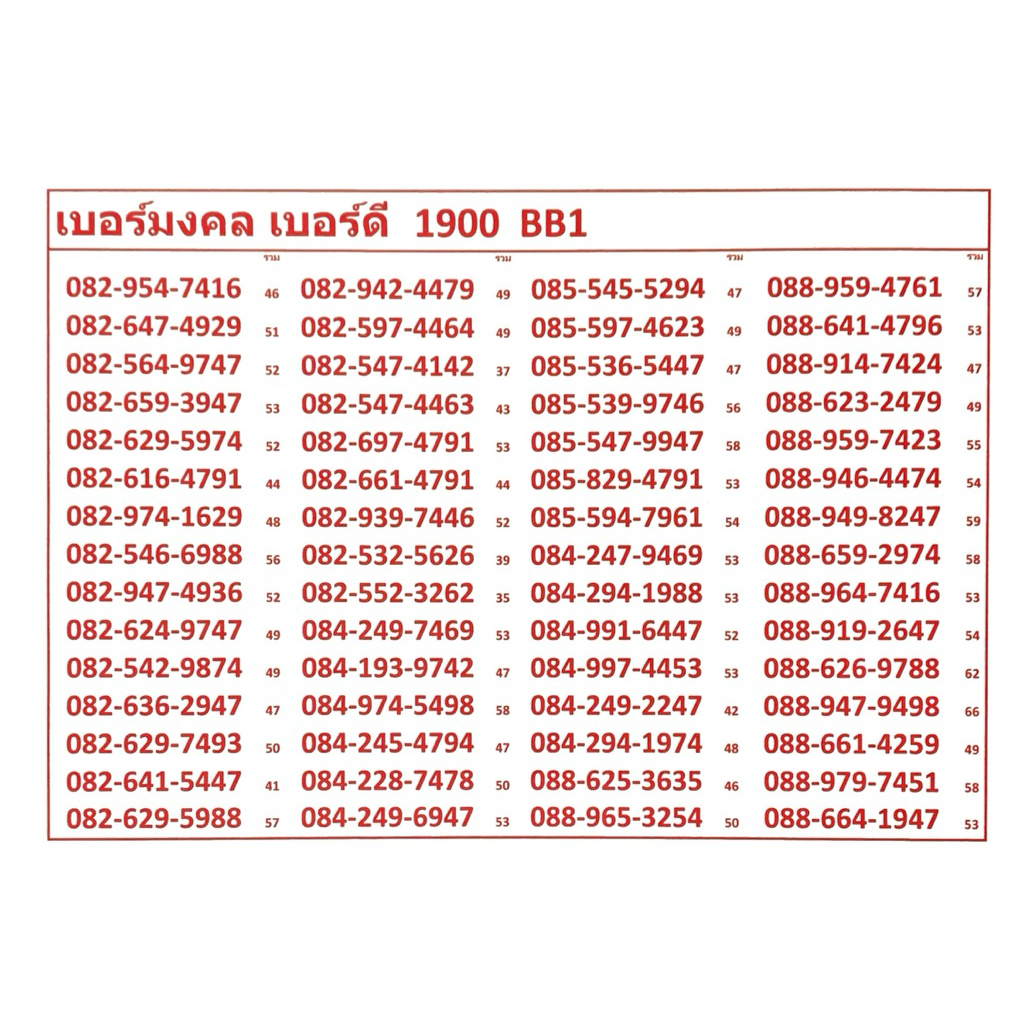เบอร์มงคลเบอร์ดี 1900 BB1-2 ซิมทรูมูฟเอส ระบบเติมเงิน เปลี่ยนเป็นรายเดือนย้ายค่ายได้