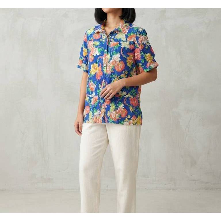 เสื้อคอตตอนลายดอกสีสด F/24