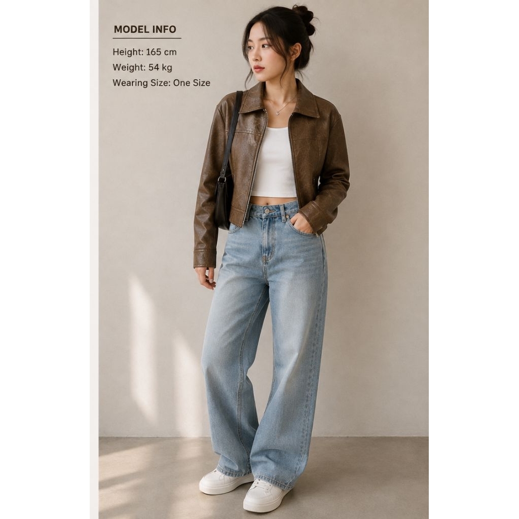 Bershka 💯 Leather Jacket Brown