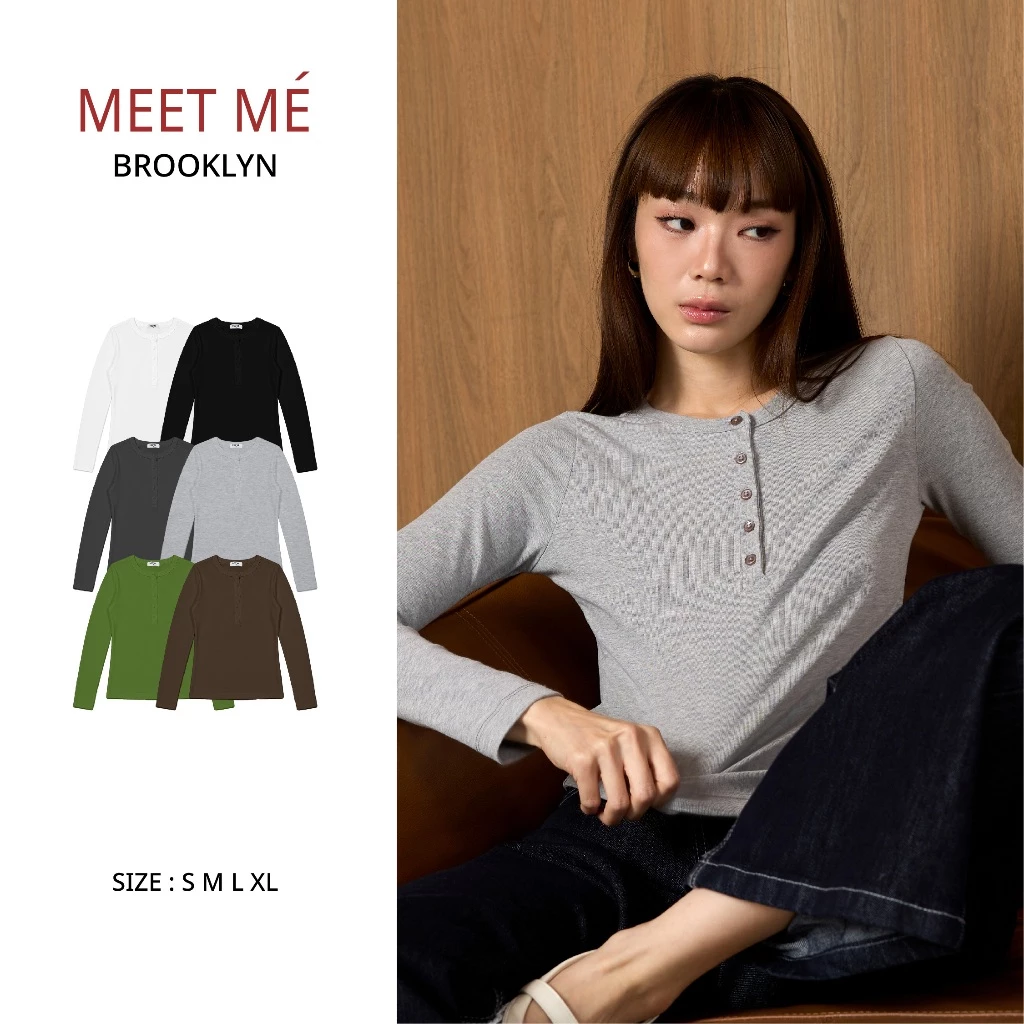 MEET ME - TOP0059 | BROOKLYN LONG SLEEVE เสื้อแขนยาวทรงเข้ารูป