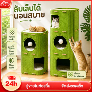 😺บ้านแมว คอนโดแมว บ้านมีรู 2ชั้น 3ชั้น คอนโดแมวทรงกระบอกดีไซน์ญี่ปุ่น แข็งแรงทนทาน สามารถปีนได้