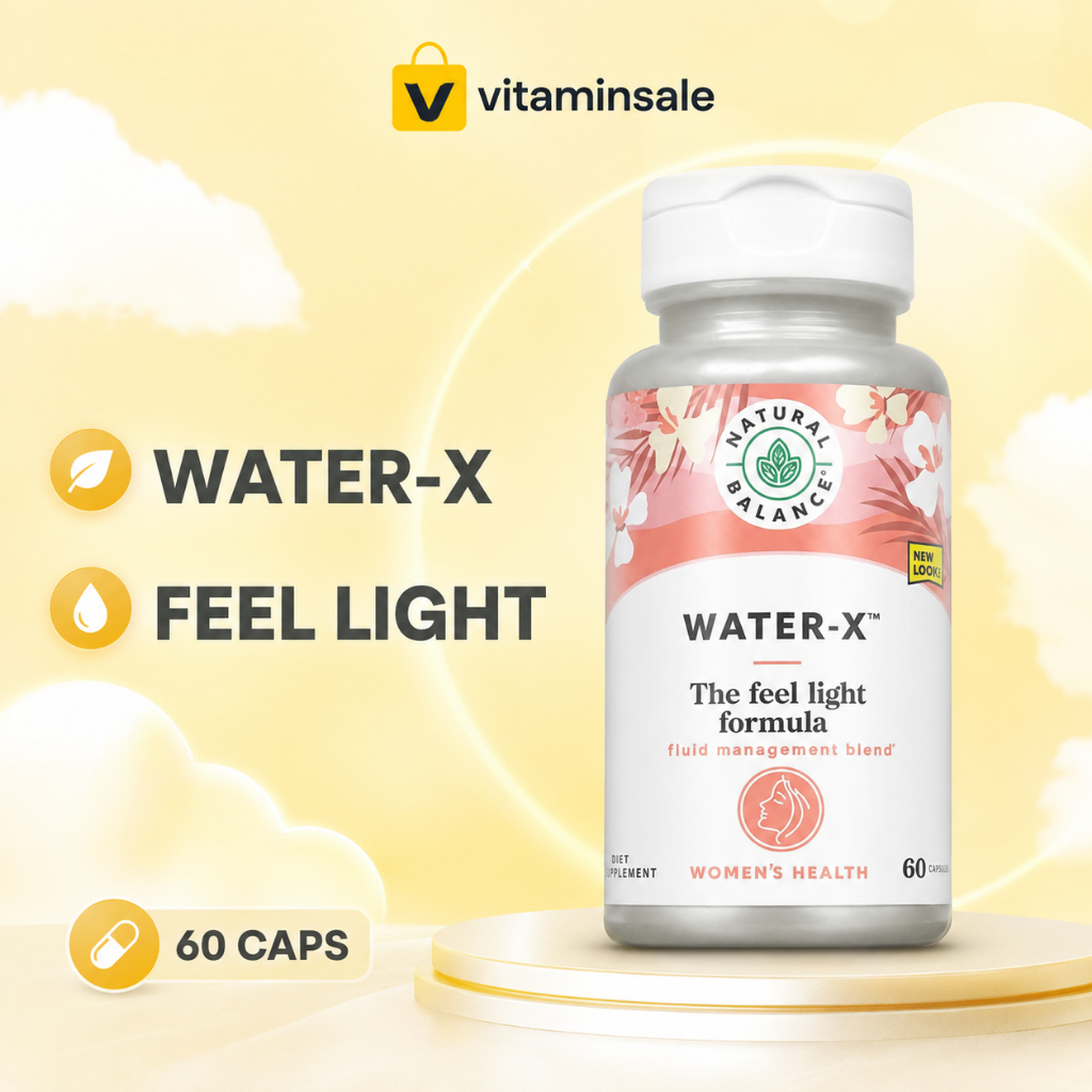Water-X ลดบวมน้ำ ขับของเสีย สูตรสมุนไพร Natural Balance 60 แคปซูล มังสวิรัติ