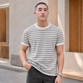 AMTAR STRIPED FIT แฟชั่นลายทาง เสื้อยืด ลำลอง แมทช์ลุคง่าย