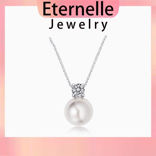 Eternelle สร้อยเงิน Two pearls สร้อยมุก สร้อยแฟชั่น สร้อยไข่มุก สร้อยคอเงินแท้ จี้ไข่มุก สร้อยคอเงิน