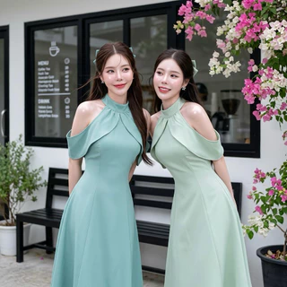 D309 เดรสผ้าบาร์บี้ เปิดไหล่ ยาว 36-37มีไซส์ S-3XL ใส่ทำงาน ออกงาน ทางการ สวยน่ารัก Women Lady Dress