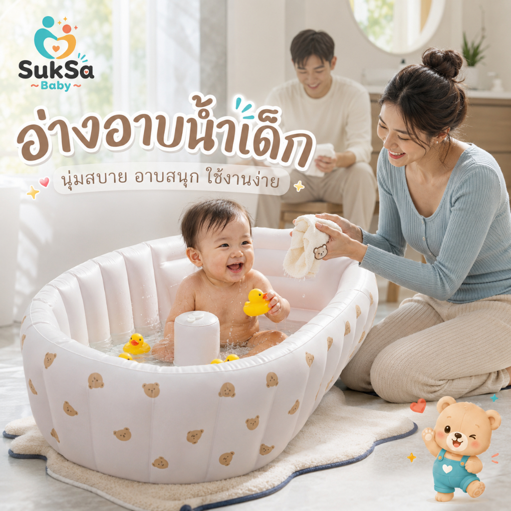 อ่างอาบน้ำเด็ก อ่างอาบน้ำพับได้ อ่างอาบน้ำปั๊มลม พร้อมปั๊มลม พับเก็บง่าย พกพาสะดวก ประหยัดพื้นที่