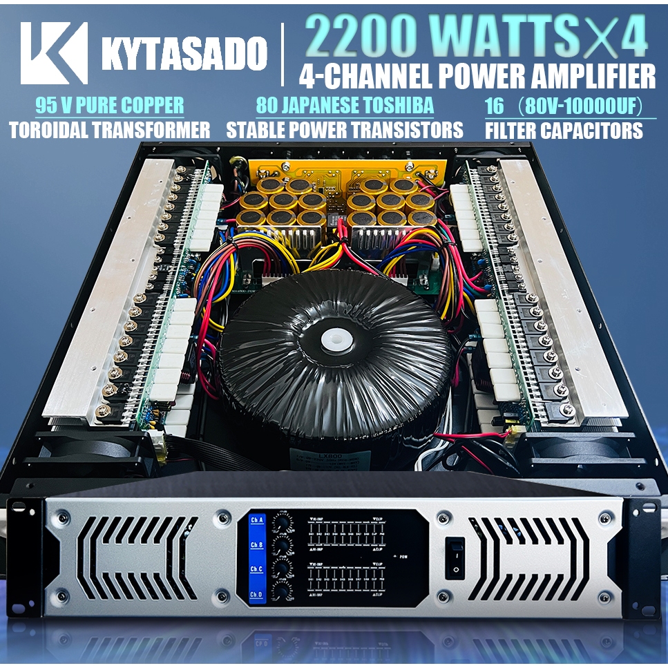 Professional Pure Power 2200Wx4 เครื่องขยายเสียง 4/8 โอห์ม 2/4 แชนแนล