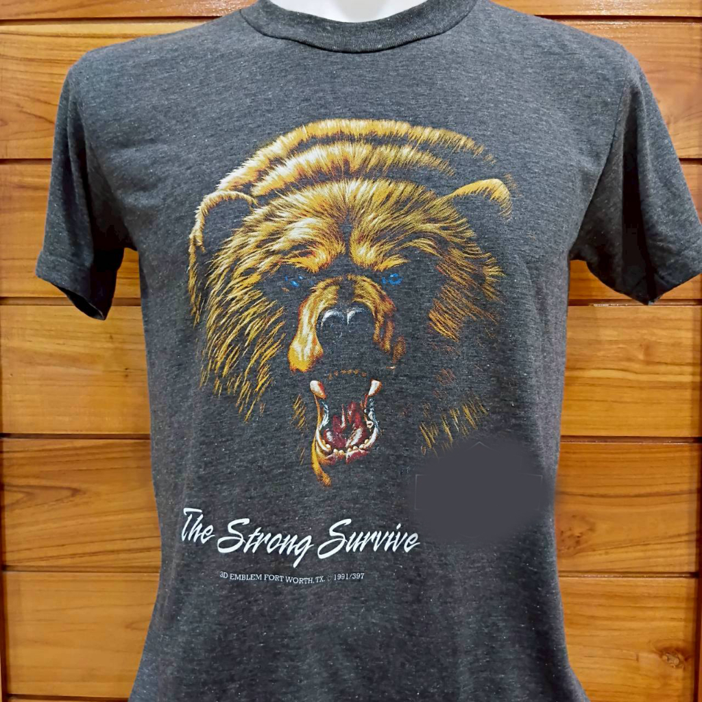 เสื้อ3d ผ้าบางเทาเฟด หมี ผ้าฝ้าย สไตล์วินเทจ90 ไม่มีตะเข็บข้างS-XL Clothing Man
