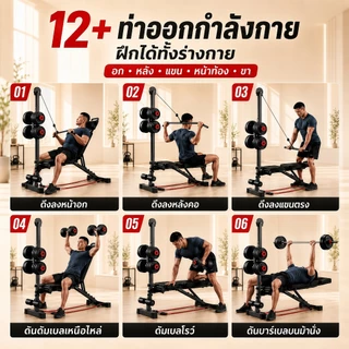 ม้านั่งออกกำลังกาย รับน้ำหนัก 800 กก. ม้านั่งดัมเบล เหล็กหนา 2 มม. เก้าอี้เวท ปรับหลายระดับ เก้าอี้ออกกำลังกาย