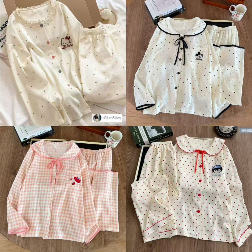 (ราคาถูกที่สุด)ชุดนอนฤดูใบไม้ร่วงรุ่นล่าสุด，ชุดนอนเจ้าหญิงน่ารัก，ลายการ์ตูนแสนหวาน，ขายาว+เสื้อ，M-2XL