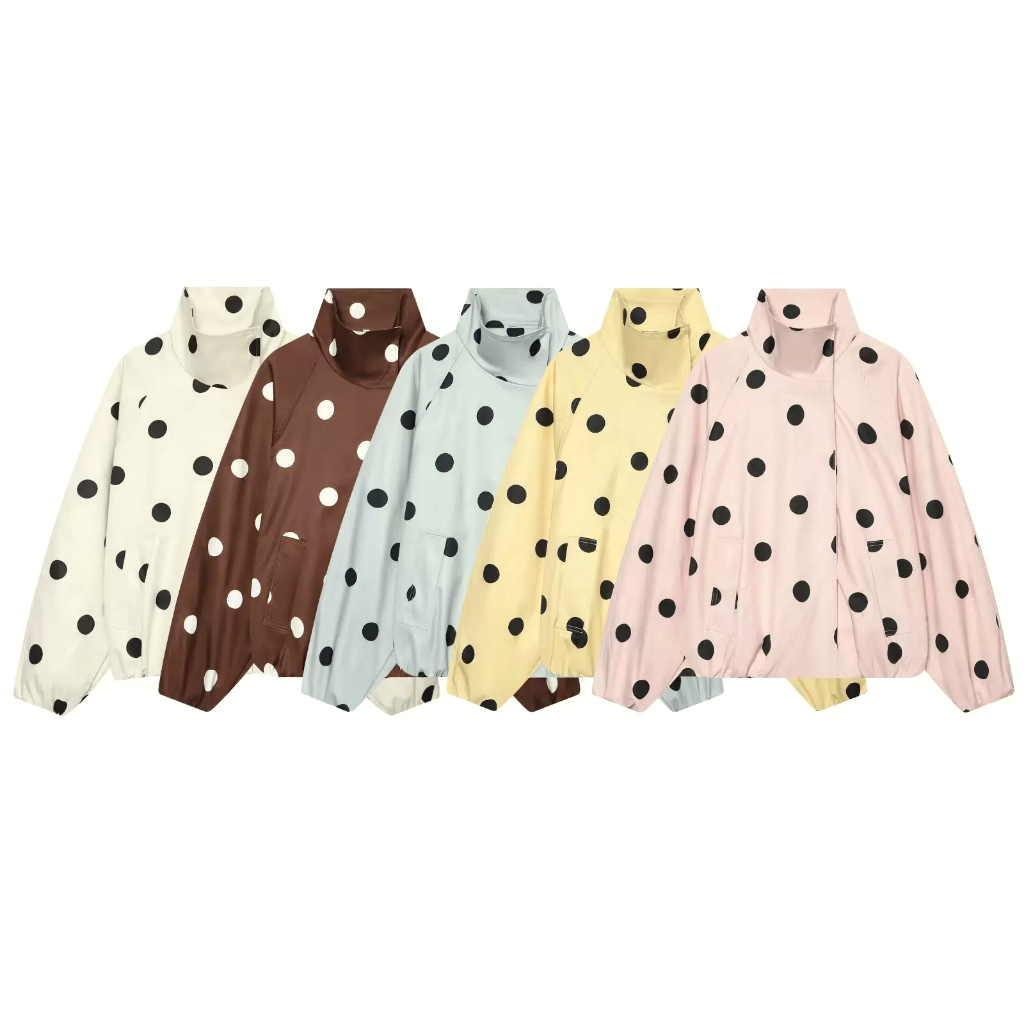 พร้อมส่ง 5สี เสื้อแจ็คเก็ตแขนยาว ลายจุด Polka Dot ทรงOverSize (T484)