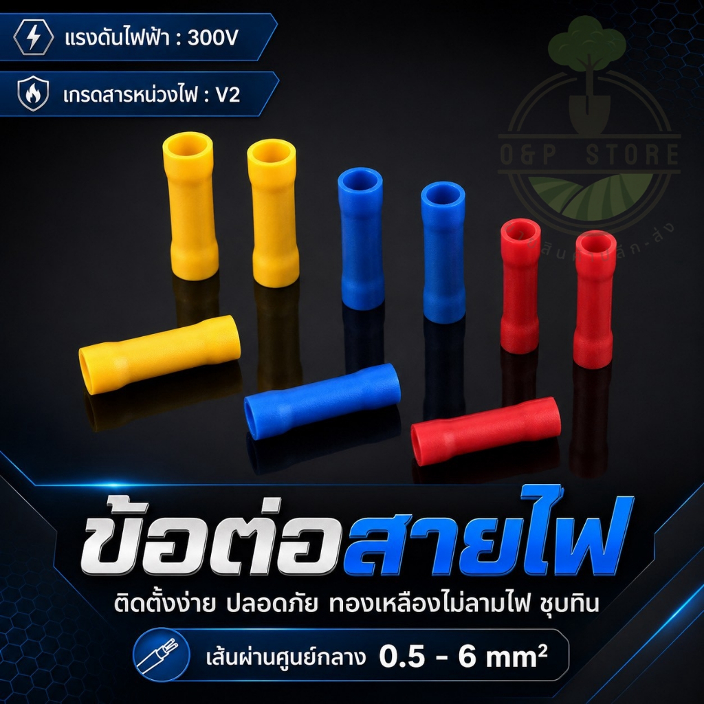 ข้อต่อสาย แบบสลิฟย้ำหุ้ม (SLIP) รองรับสายไฟ 0.5-1.5 Sqmm2 (22-16 AWG) แดง / น้ำเงิน / เหลือง