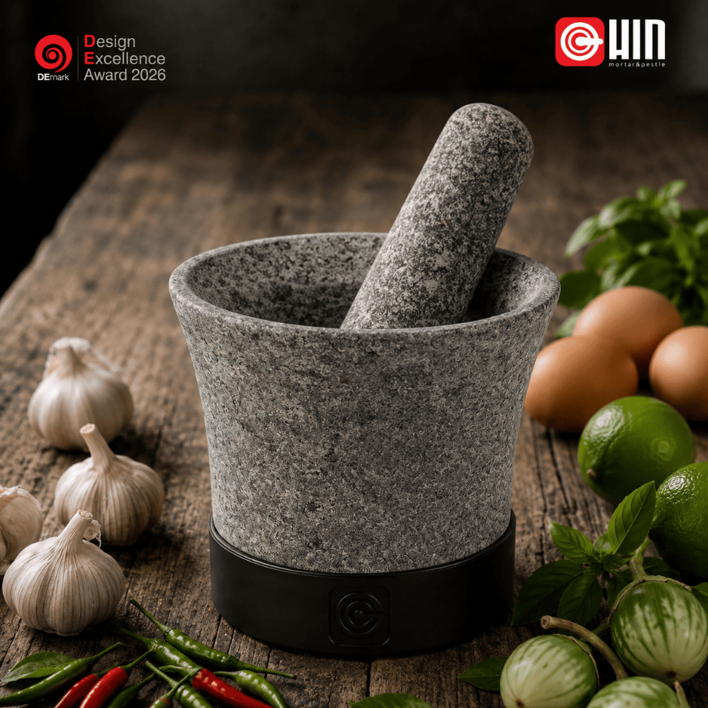 Hin Mortar รุ่น Original ครกหิน 7 นิ้ว ครกหิน พร้อมสากอย่างดีหินแท้ ครกหินทันสมัย