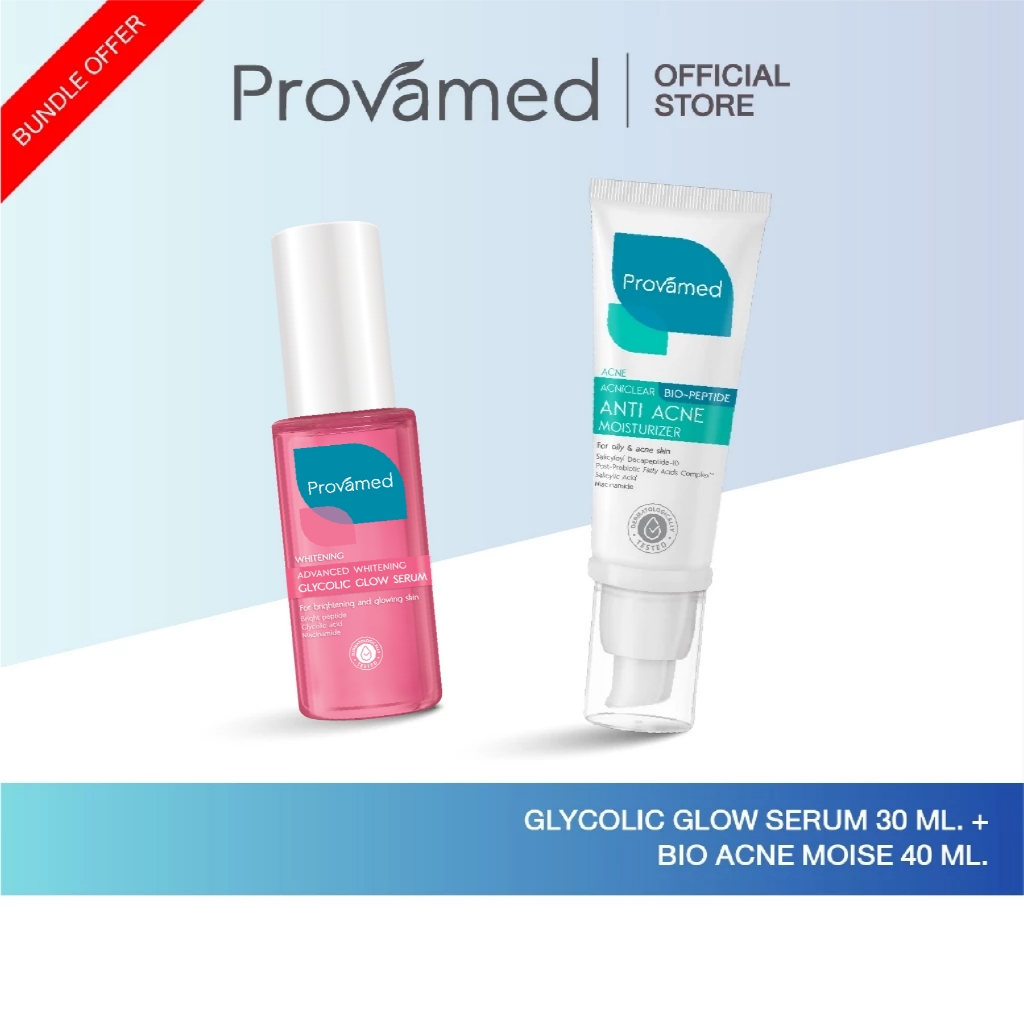 [SET] PROVAMED GLYCOLIC GLOW SERUM 30 ML & ACNICLEAR BIO-PEPTIDE ANTI ACNE MOISTURIZER 40 ML