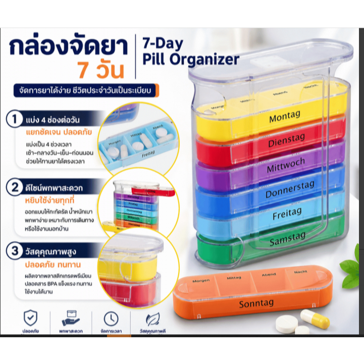 7Day Pill Organizer กล่องจัดยา 7 วัน
