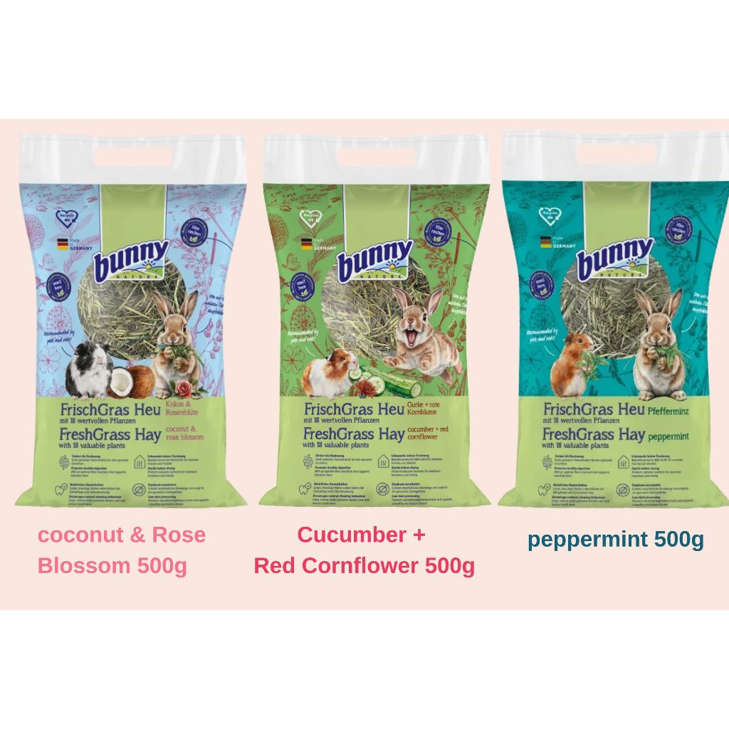 Bunny Nature HEU บันนี่เนเจอร์ หญ้าผสม 18 ชนิด หญ้ากระต่าย แกสบี้ ชินชิลล่า มี 3 สูตรใหม่ ขนาด 500g.