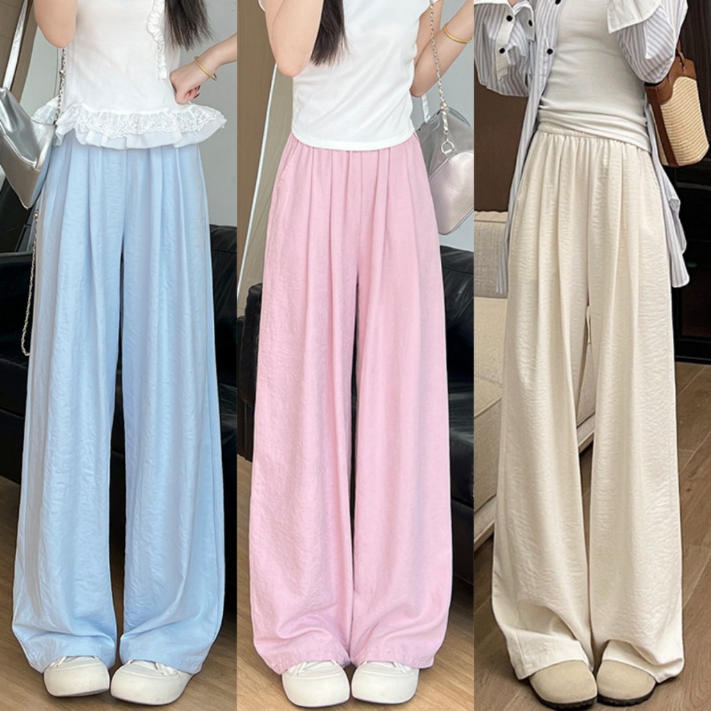 7สี กางเกงขายาวลำลอง กางเกงขายาวผู้หญิง สไตล์ลำลอง สีพื้น มินอมอล สไตล์เกาหลี#1395